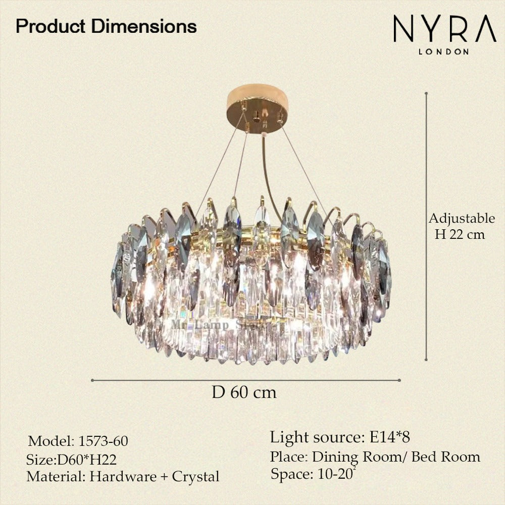 Aventis Crystal Chandelier in Bronze Finish for Hallways and Living Rooms | Temsk