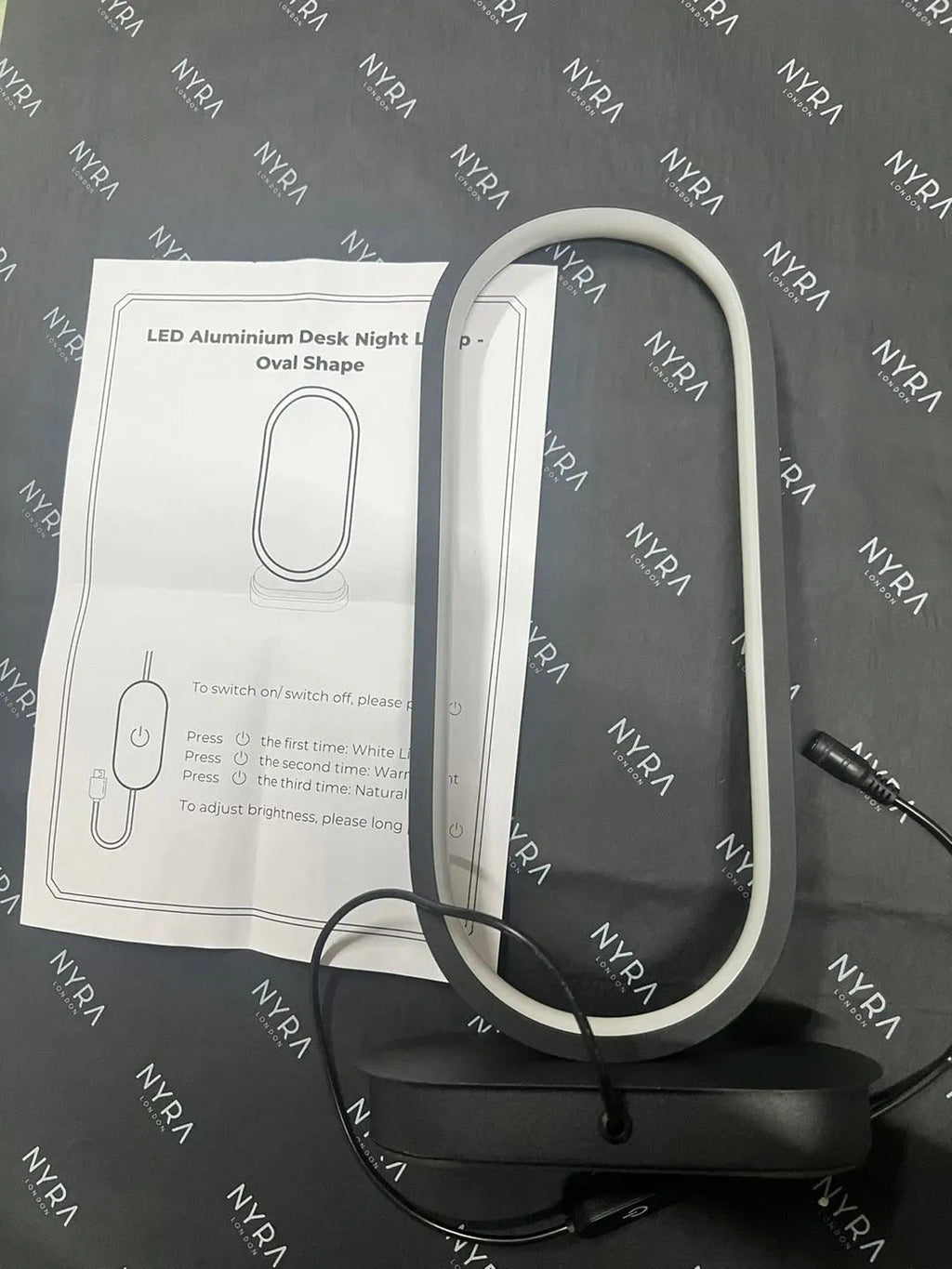 Luminova Compact Oval Lamp With Iron Finish For Modern Rooms | Temsk