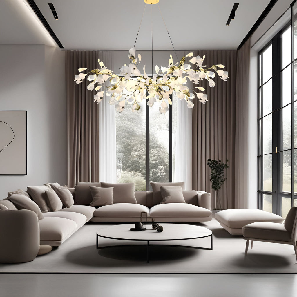 Ceramic Chandelier Petal Ceiling Light Fixture Elegant Glow | Temsk