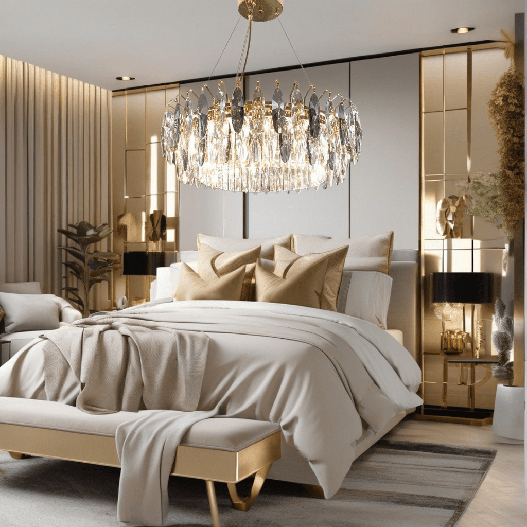 Aventis Crystal Chandelier in Bronze Finish for Hallways and Living Rooms | Temsk