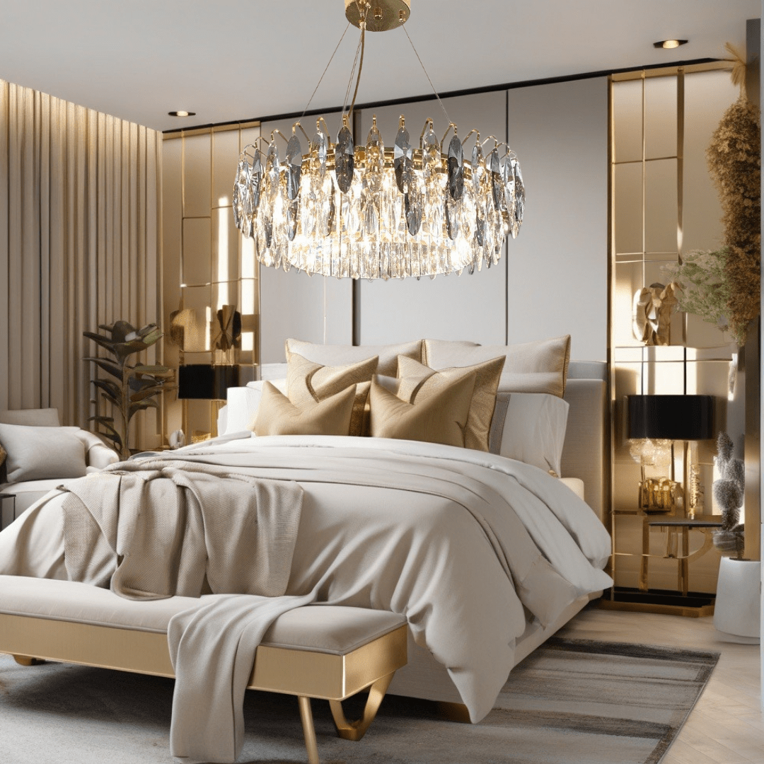 Aventis Crystal Chandelier in Bronze Finish for Hallways and Living Rooms | Temsk