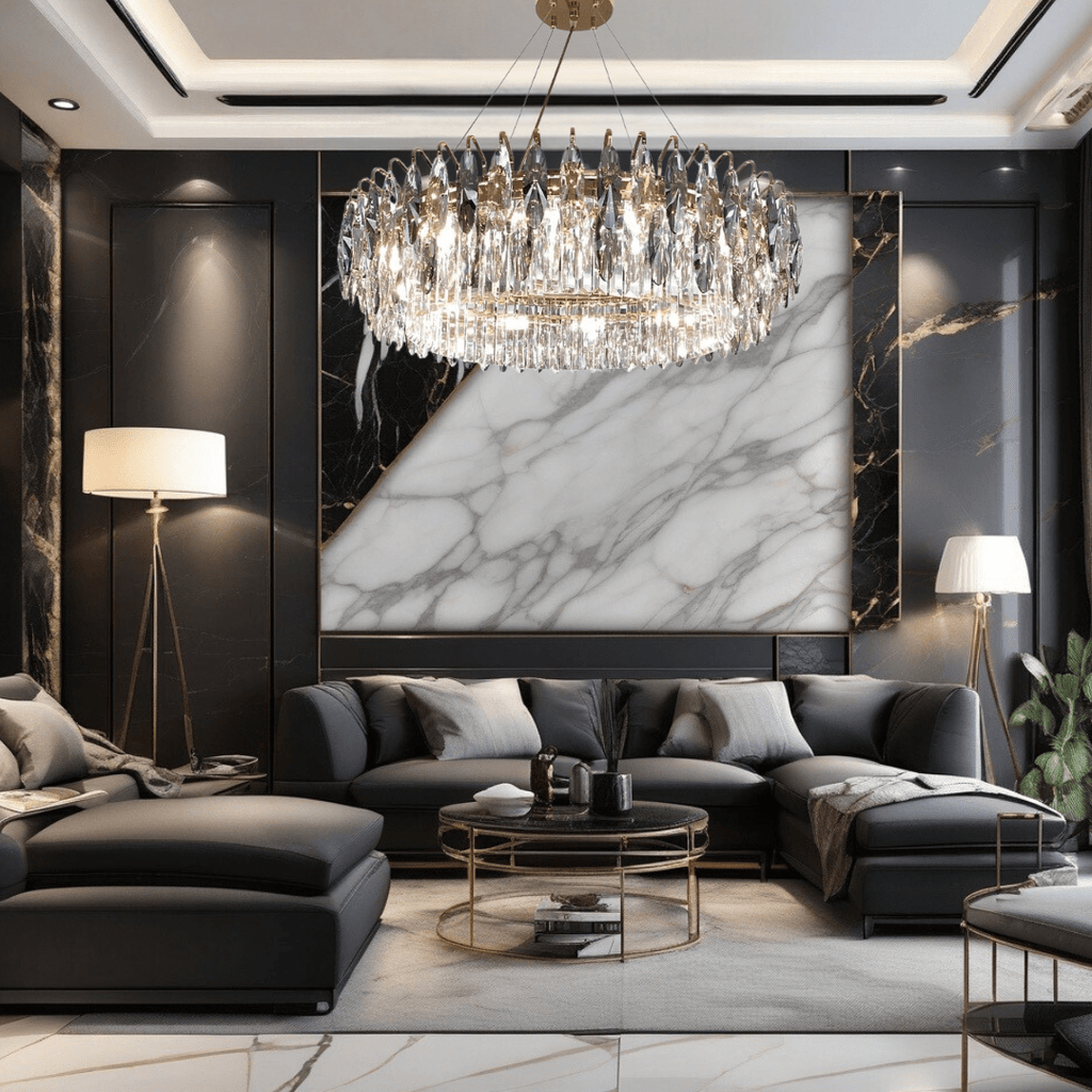 Aventis Crystal Chandelier in Bronze Finish for Hallways and Living Rooms | Temsk