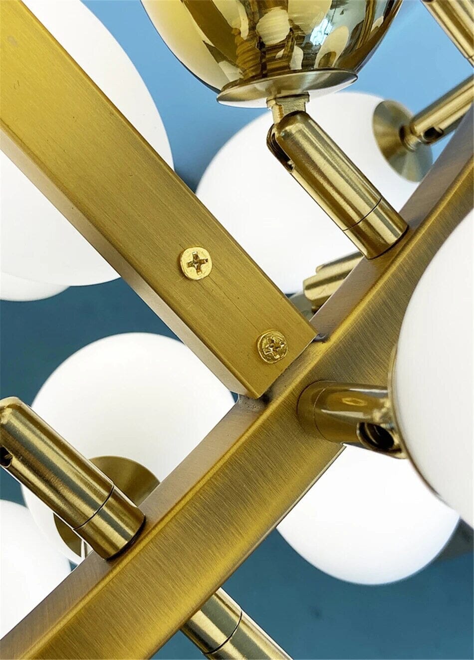 Sylvara Vine Chandelier in French Gold and Raw Copper with White Glass Clusters | Temsk