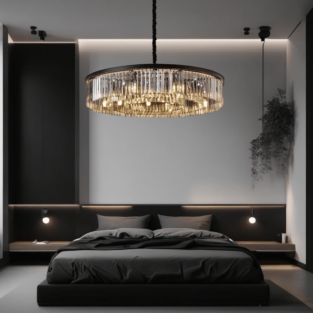 Lyrae Grey Crystal Chandelier for Elegant Living Rooms | Temsk