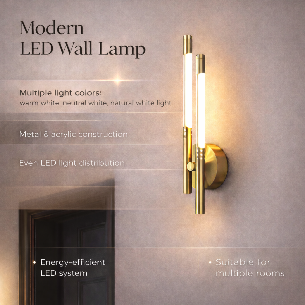 Innenraum LED-Wandlampe aus Metall und Acryl für den Hausgebrauch | Temsk