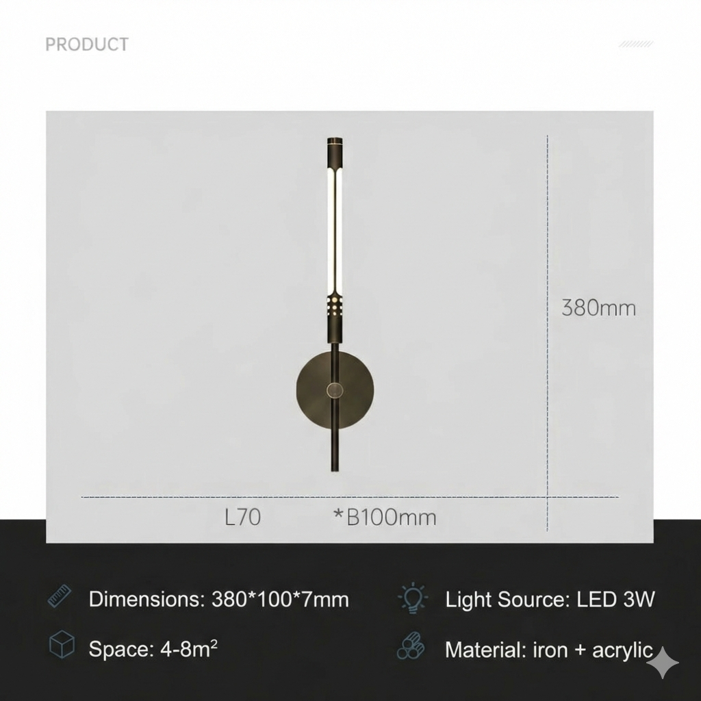 Innenraum LED-Wandlampe aus Metall und Acryl für den Hausgebrauch | Temsk