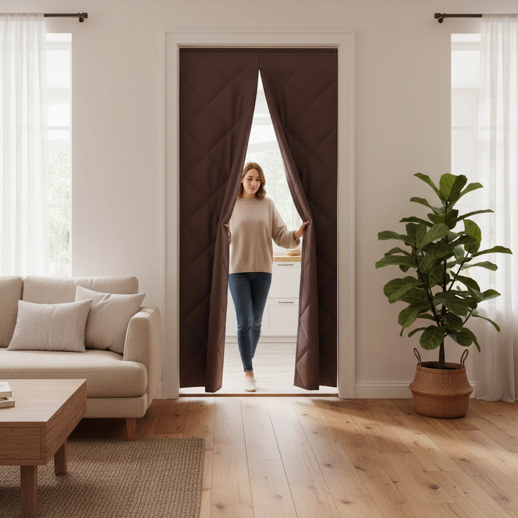 Magnetic Insulated Thermal Door Curtain To Block Drafts And Improve Comfort | Temsk