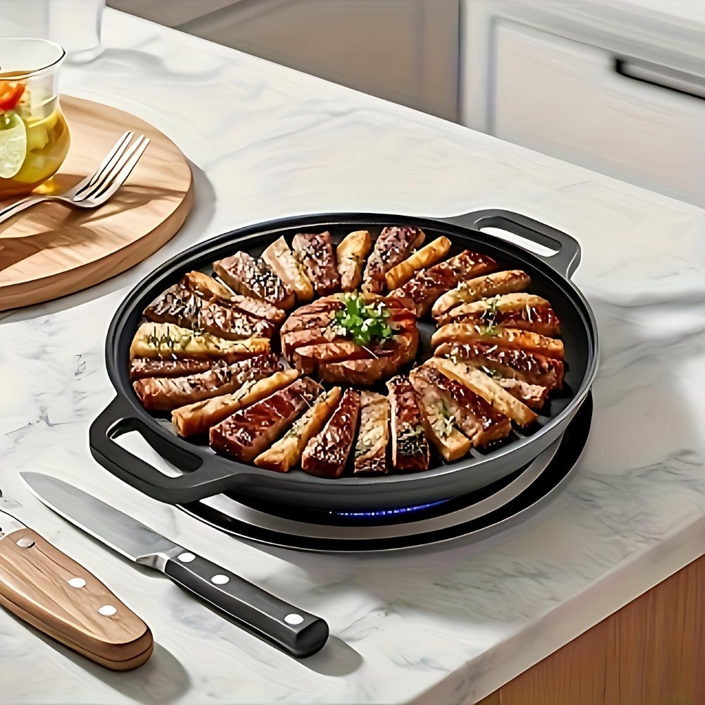 GrillForge Nonstick Cast Iron Griddle Pan With Balanced Double Handles | Temsk