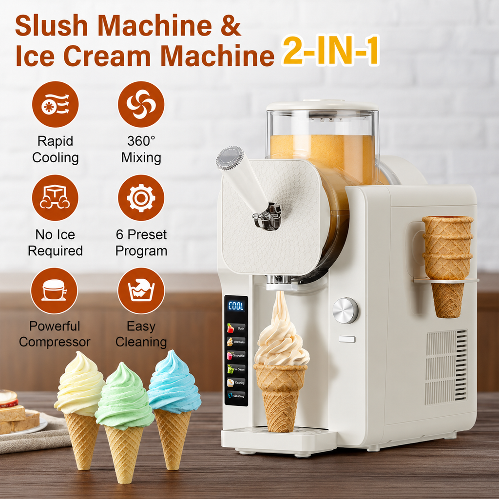 Zwei-in-eins-Maschine für gefrorene Leckereien für Slush und Eiscreme | Temsk