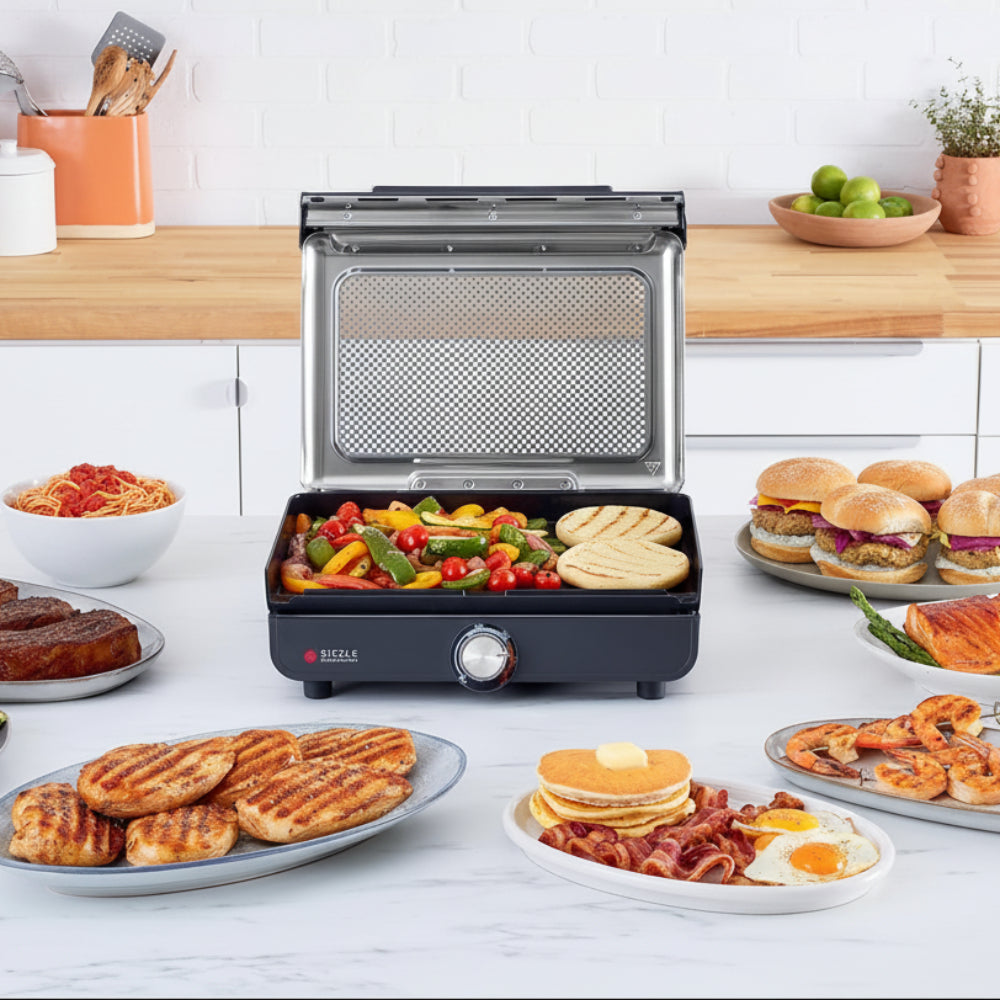 Grill And Griddle For Indoor Grilling With Nonstick Plate Up To 500 Degrees | Temsk