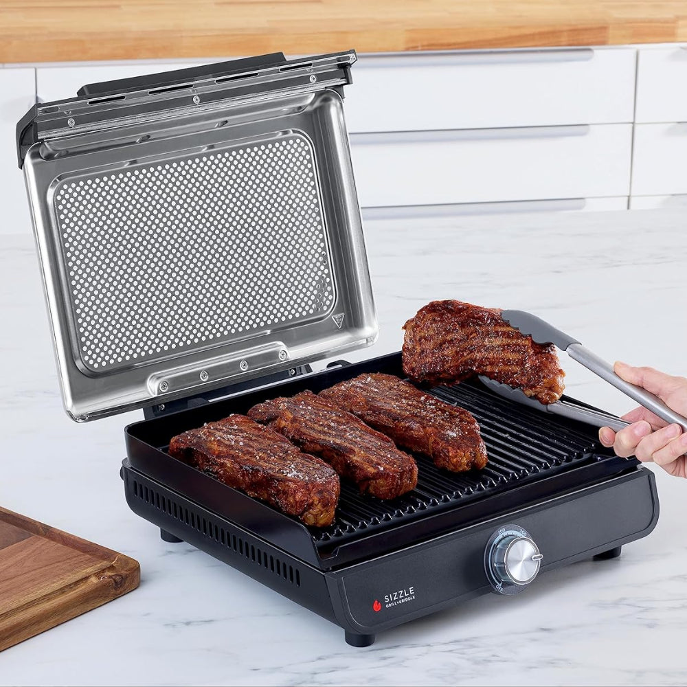 Grill And Griddle For Indoor Grilling With Nonstick Plate Up To 500 Degrees | Temsk