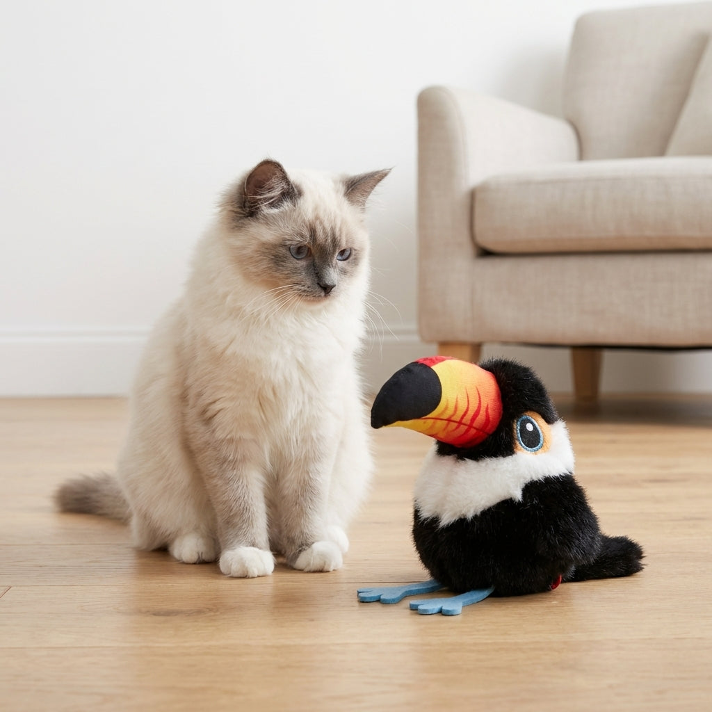 Interactive Flapping-Wing Bird Cat Toy USB-C Rechargeable (Cuckoo, Marsh Tit, Parrot) | Temsk