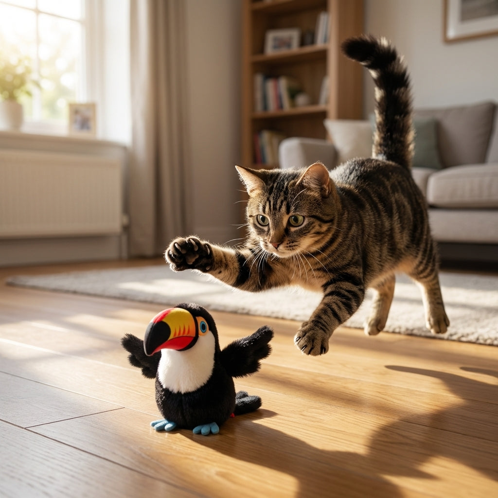 Interactive Flapping-Wing Bird Cat Toy USB-C Rechargeable (Cuckoo, Marsh Tit, Parrot) | Temsk