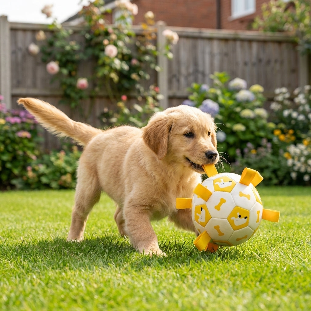 Interactive Dog Ball With Pull Straps, Fetch And Tug Toy, 15cm And 19cm | Temsk