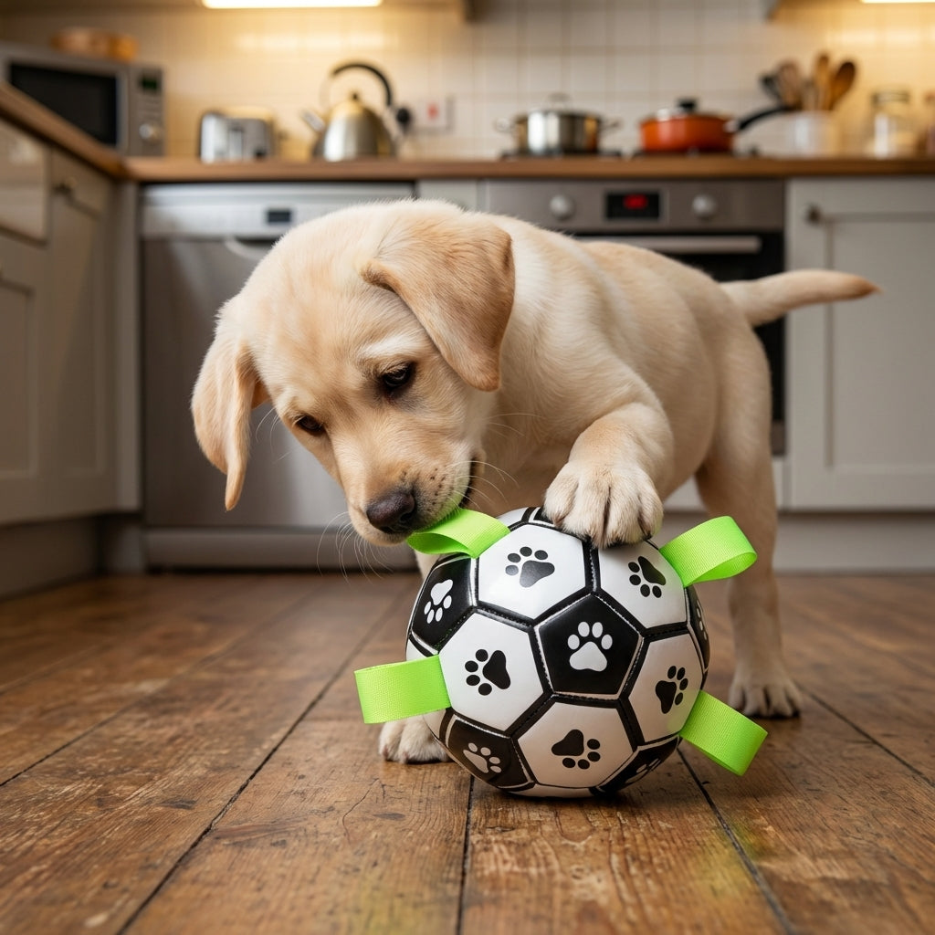 Interactive Dog Ball With Pull Straps, Fetch And Tug Toy, 15cm And 19cm | Temsk