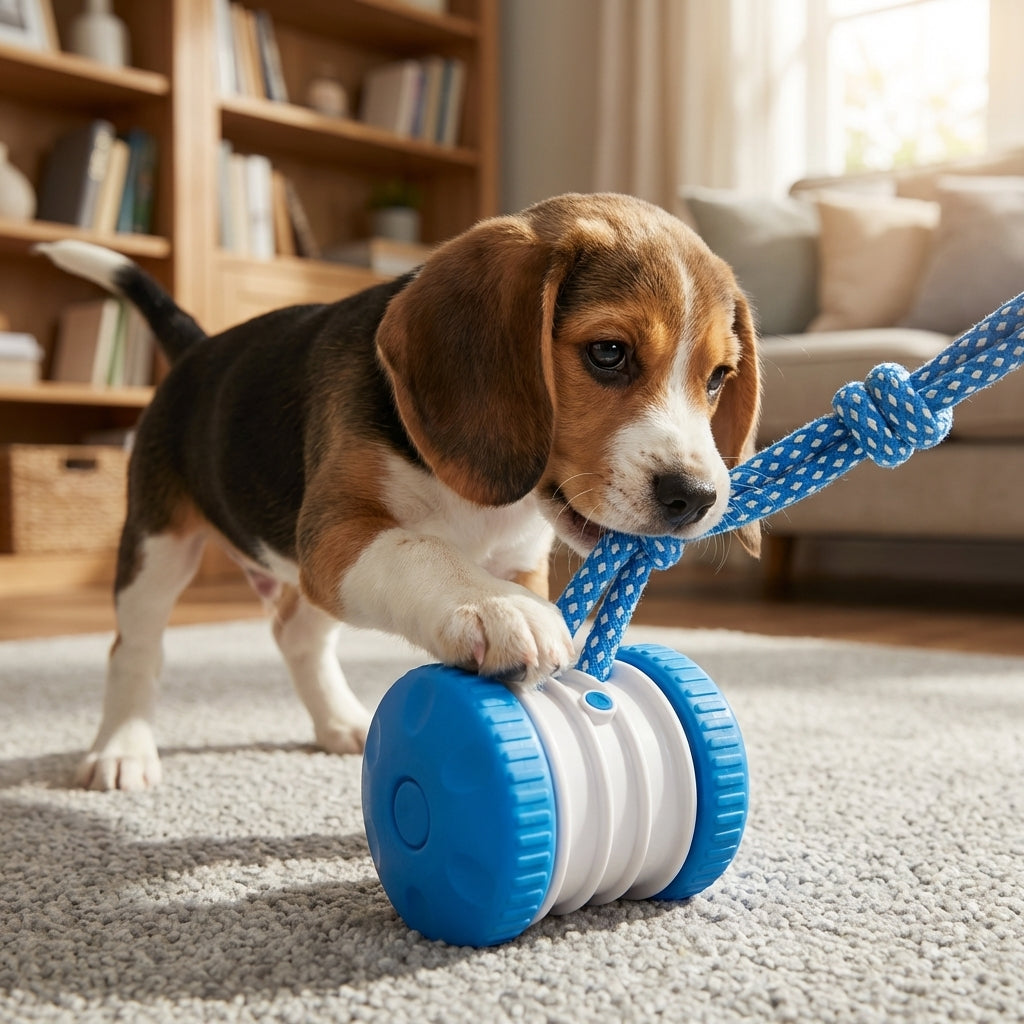 Interactive Dog Ball With Tug Rope Self-Moving Motion Toy For Solo Play | Temsk