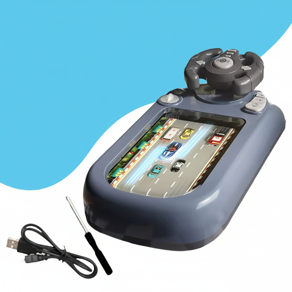 Kids Racing Console With Interactive Toy Steering Wheel | Temsk