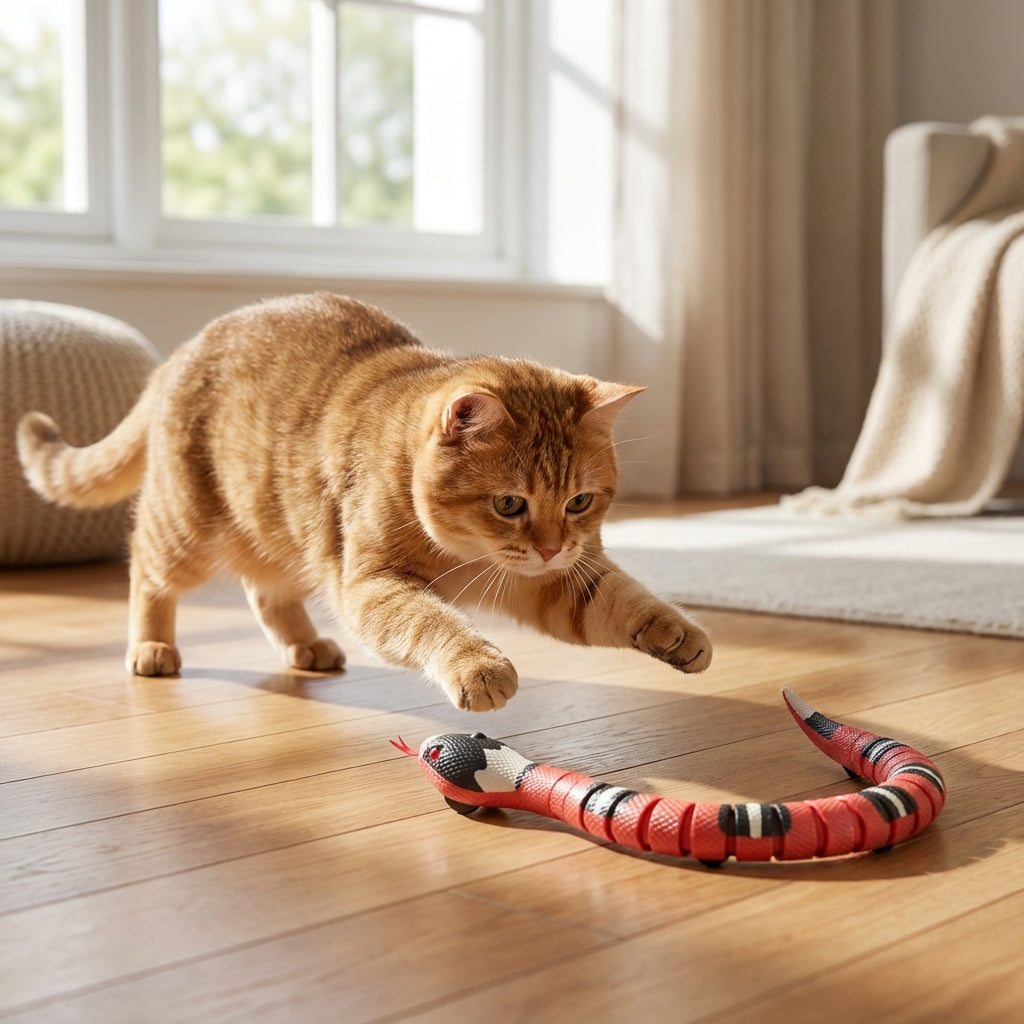 Elektrisches interaktives Schlangenspielzeug für Katzen mit Bewegungsaktivierung | Temsk