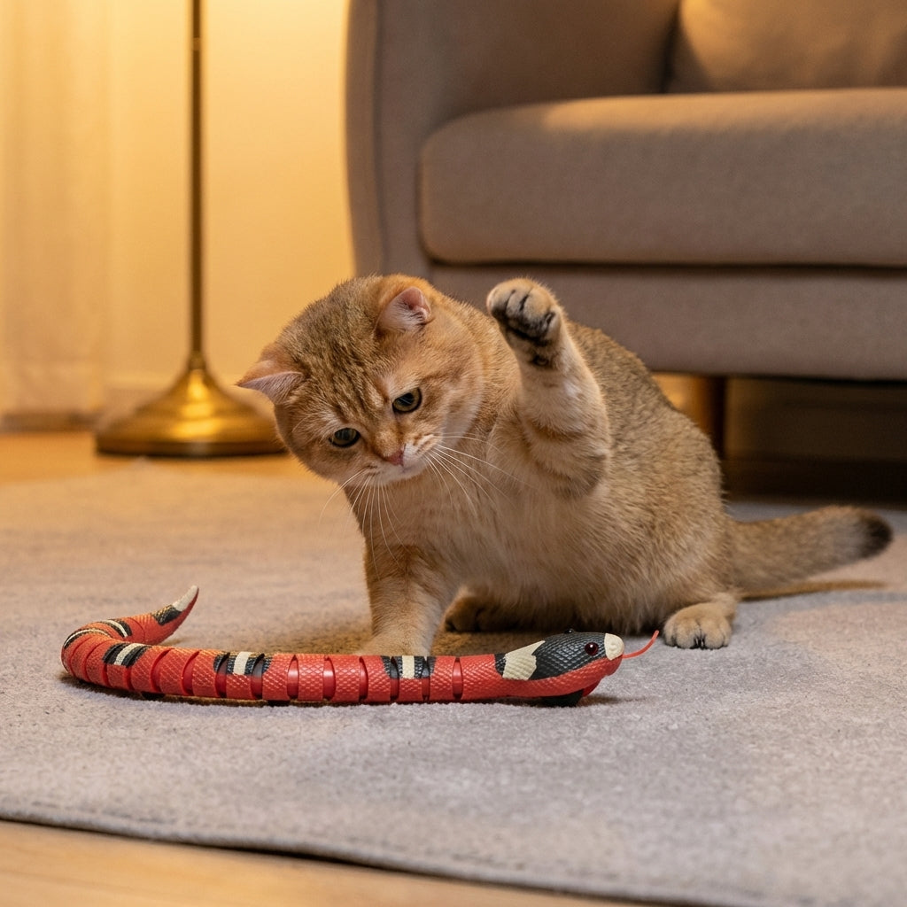 Elektrisches interaktives Schlangenspielzeug für Katzen mit Bewegungsaktivierung | Temsk