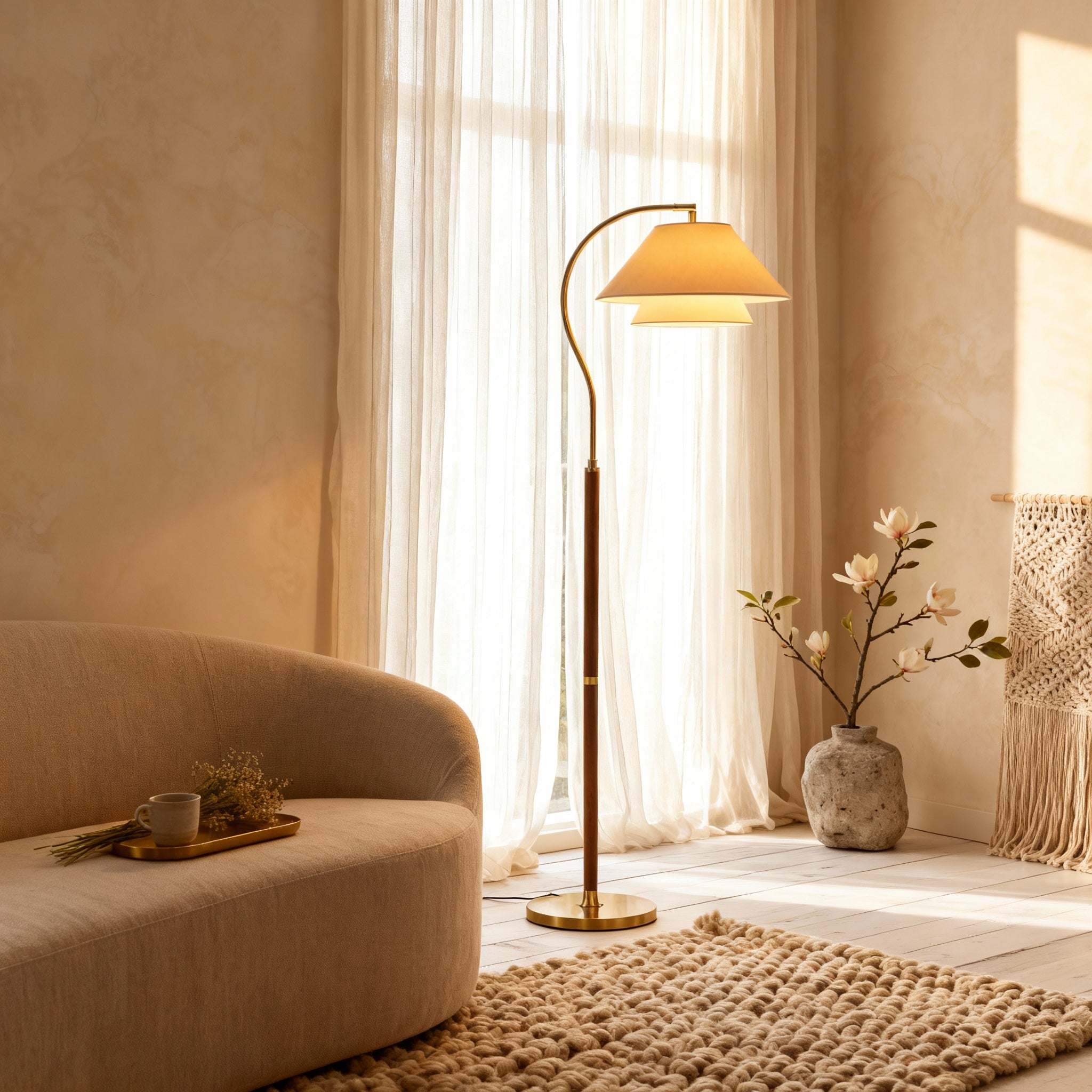 Aurelo Living Elegant Modern Floor Lamp For Ambient Living Room Lighting | Temsk