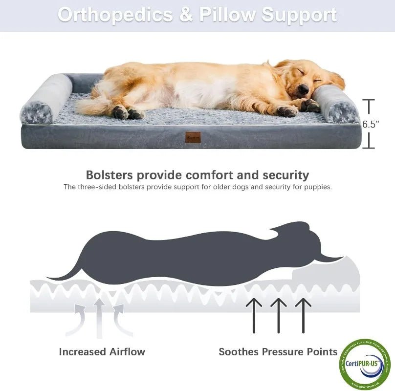 NestEase Orthopedic L Shaped Dog Bed With Removable Waterproof Cover | Temsk