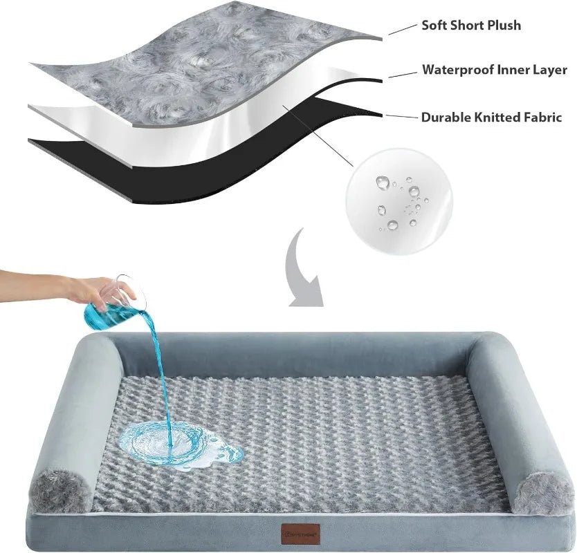 NestEase Orthopedic L Shaped Dog Bed With Removable Waterproof Cover | Temsk