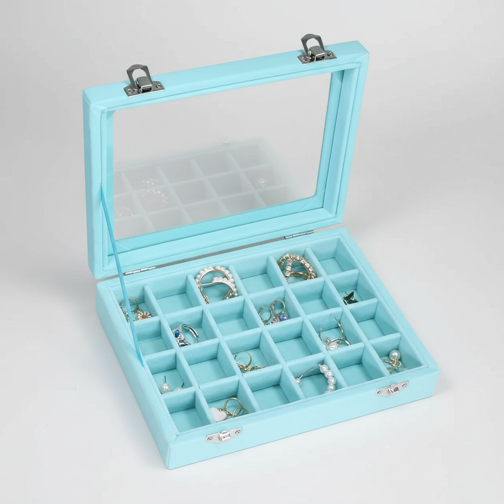 Mother's Day Velvet Jewelry Tray With Glass Lid Storage Box | Temsk