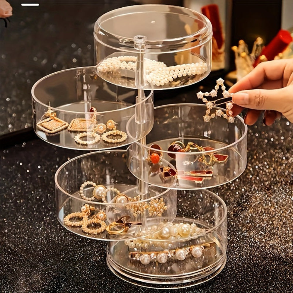 Rotating Jewelry Display Case For Desktop Storage Ideal Mother's Day Gift | Temsk