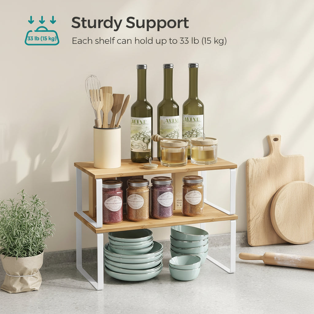 Stackable Metal Shelf Organizer For Kitchen Cabinets And Storage | Temsk