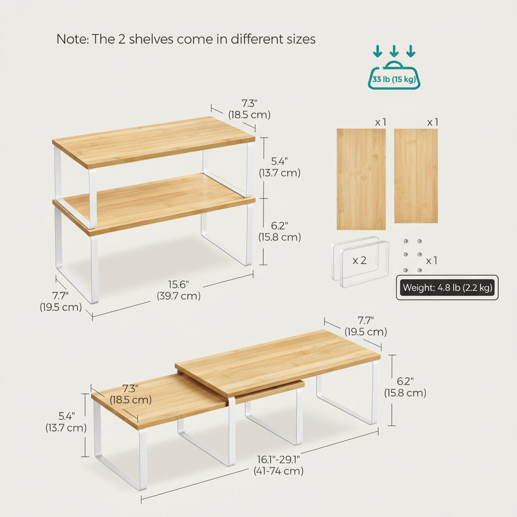 Stackable Metal Shelf Organizer For Kitchen Cabinets And Storage | Temsk