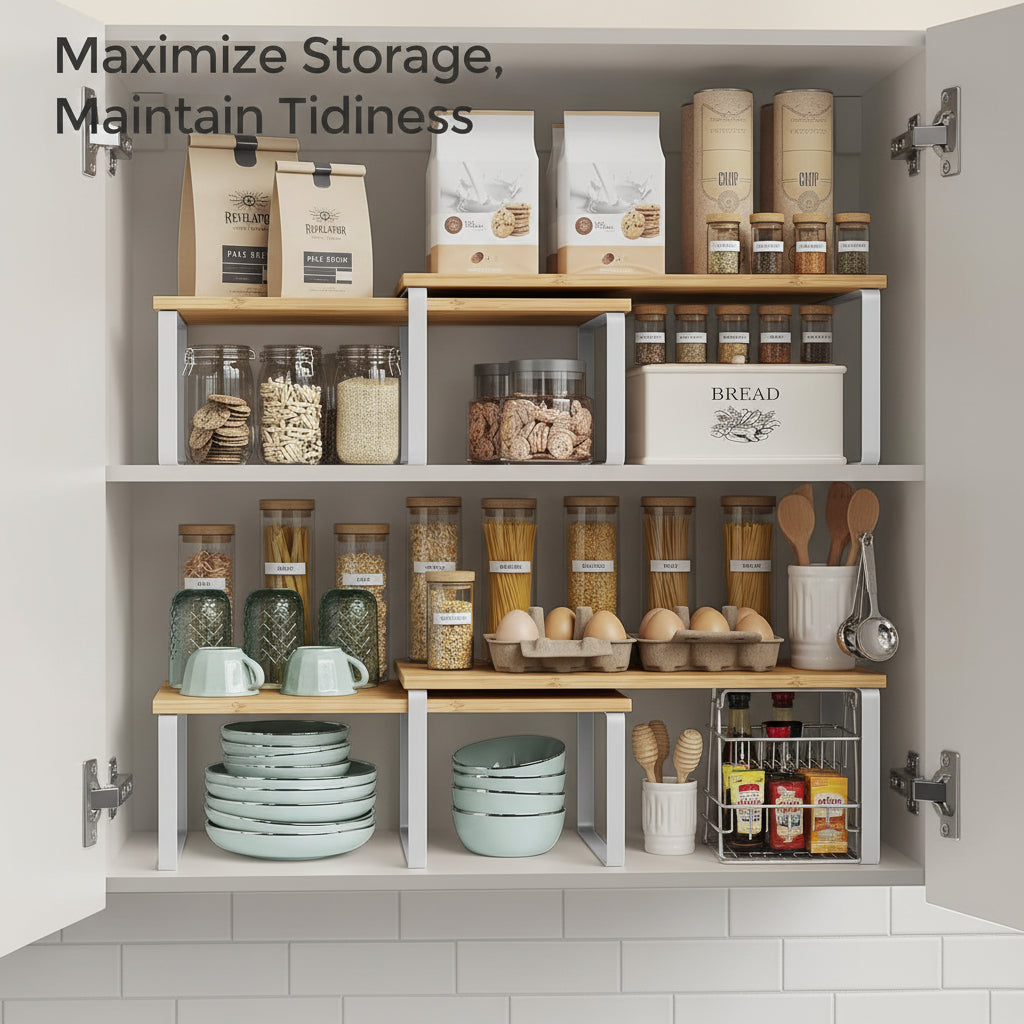 Stackable Metal Shelf Organizer For Kitchen Cabinets And Storage | Temsk