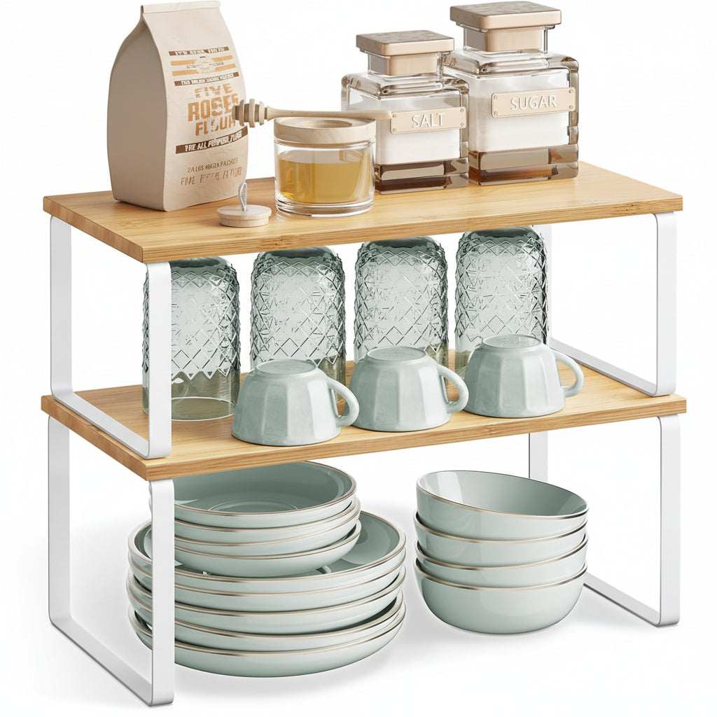 Stackable Metal Shelf Organizer For Kitchen Cabinets And Storage | Temsk