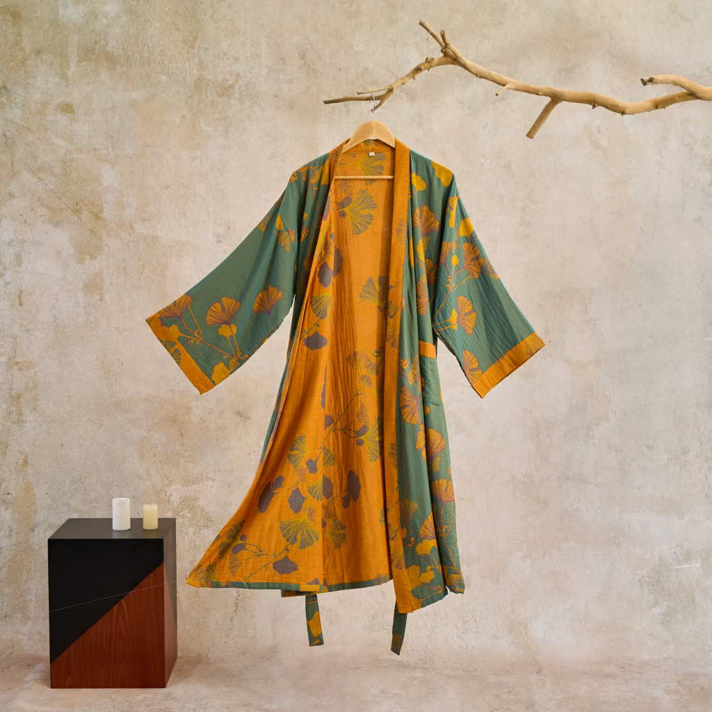 Luma Kimono Reversible Cotton Bathrobe For Natural Comfort | Temsk