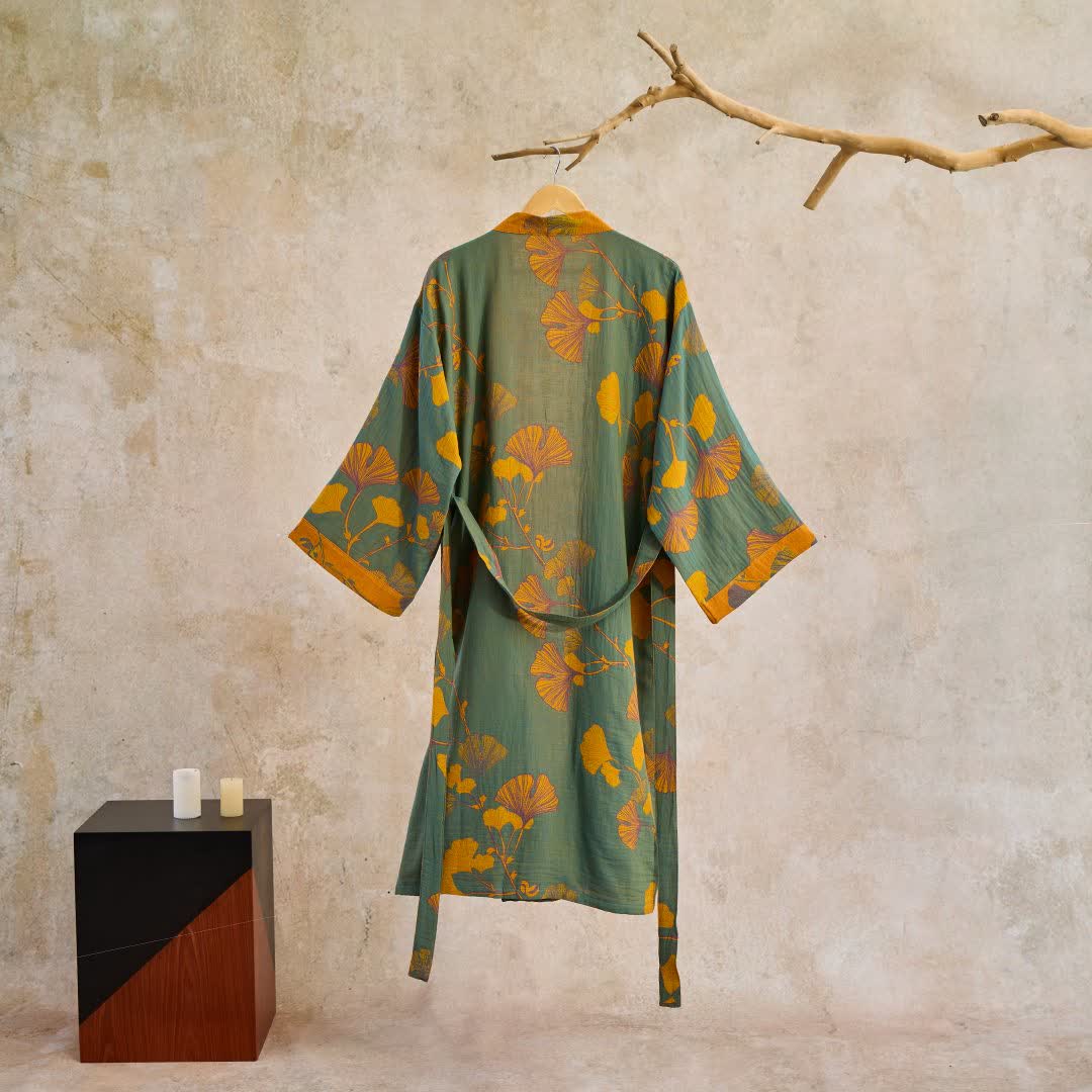 Luma Kimono Reversible Cotton Bathrobe For Natural Comfort | Temsk