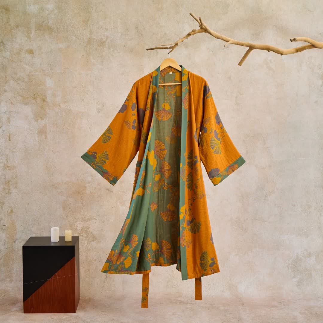 Luma Kimono Reversible Cotton Bathrobe For Natural Comfort | Temsk