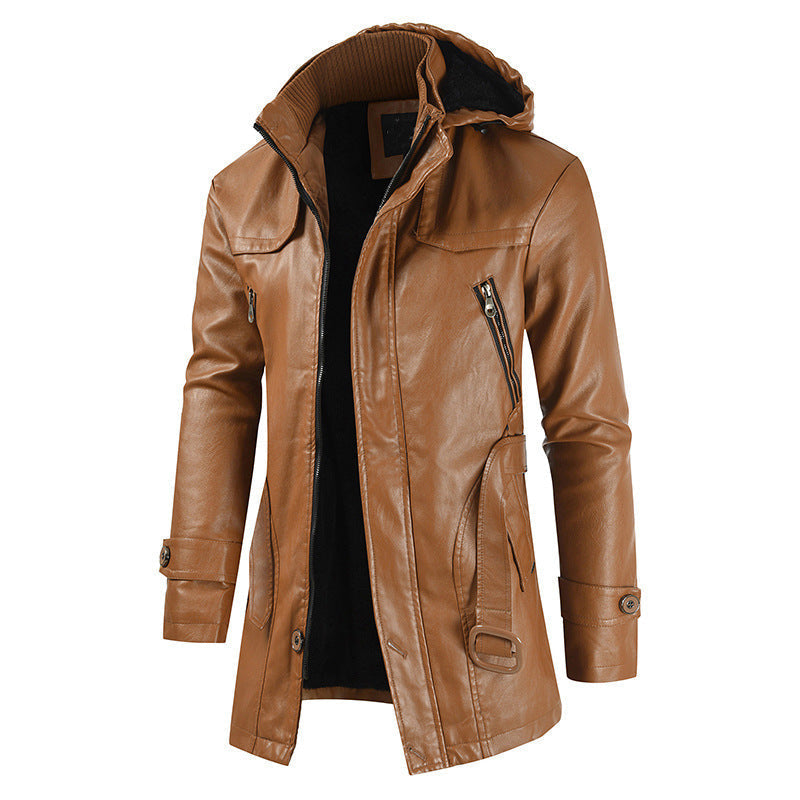 Arcadia Leather Jacket For Winter With Double Collar And Zipper | Temsk