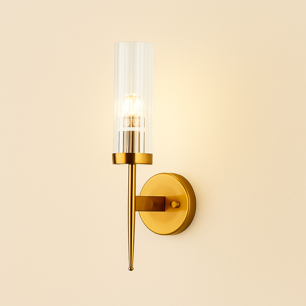 LumaNova Elegant Modern Ribbed Glass Wall Sconce Lighting | Temsk