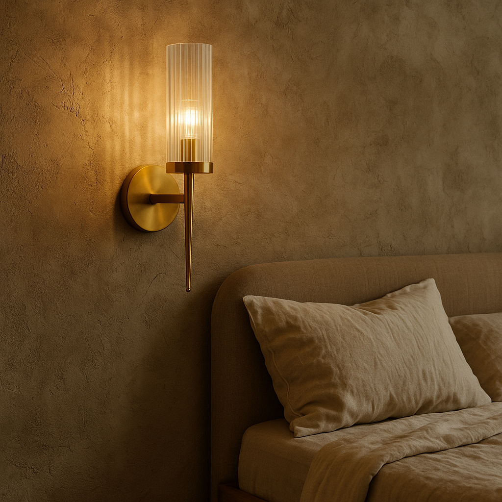 LumaNova Elegant Modern Ribbed Glass Wall Sconce Lighting | Temsk
