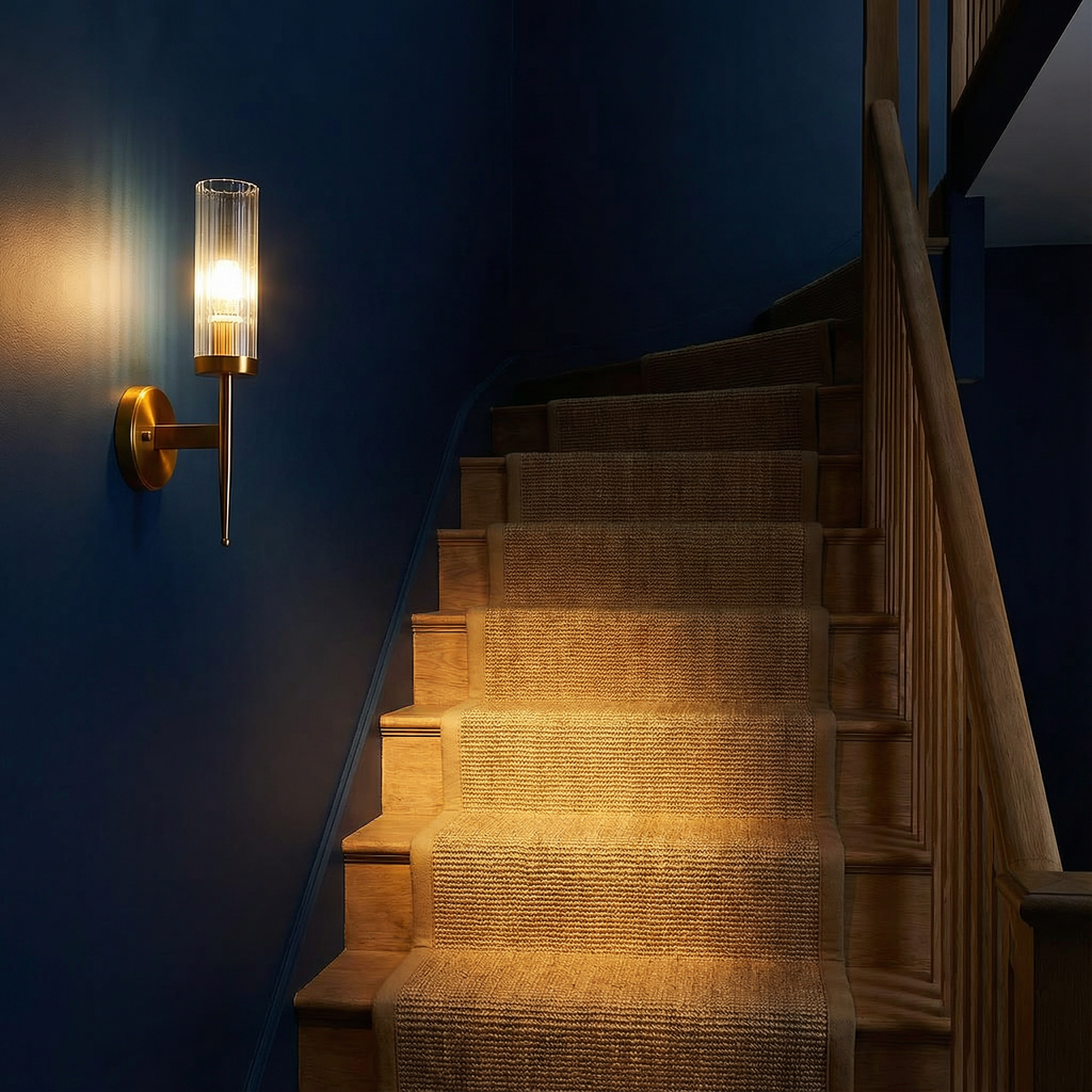 LumaNova Elegant Modern Ribbed Glass Wall Sconce Lighting | Temsk