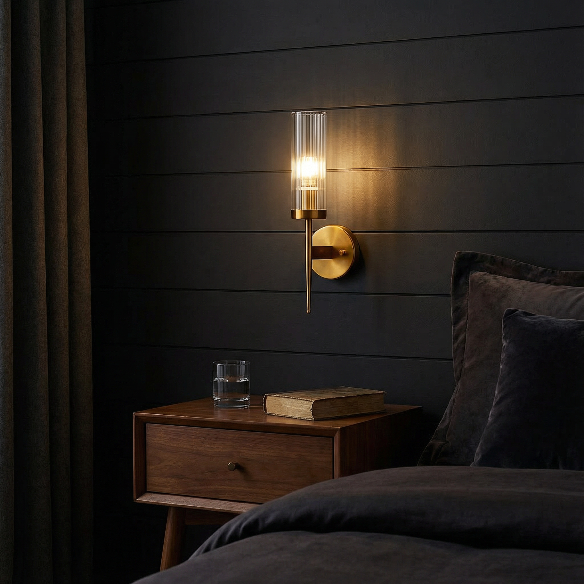 LumaNova Elegant Modern Ribbed Glass Wall Sconce Lighting | Temsk