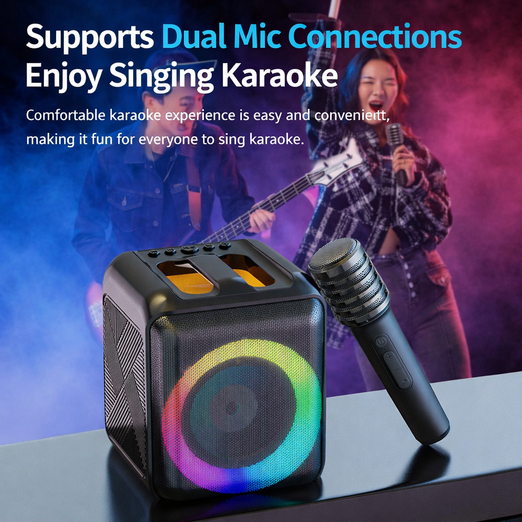 Bluetooth Karaoke Machine With Portable Speaker And Wireless Microphones | Temsk