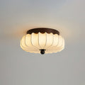 Walnut Frame Ceiling Light With Fabric Shade Vintage Style Integrated LED | Temsk
