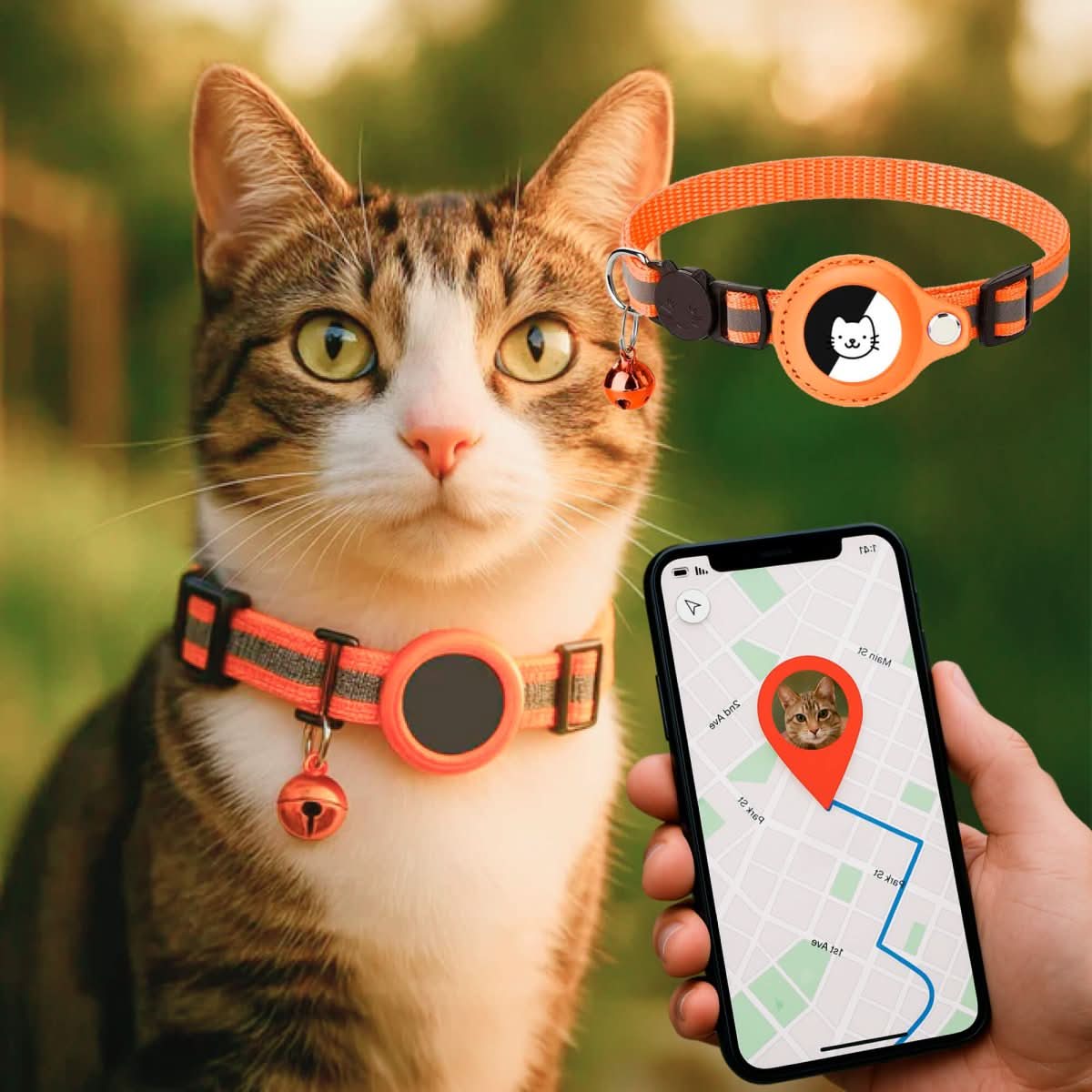 WhiskerTrack GPS Collar For Cats With Reflective Design | Temsk