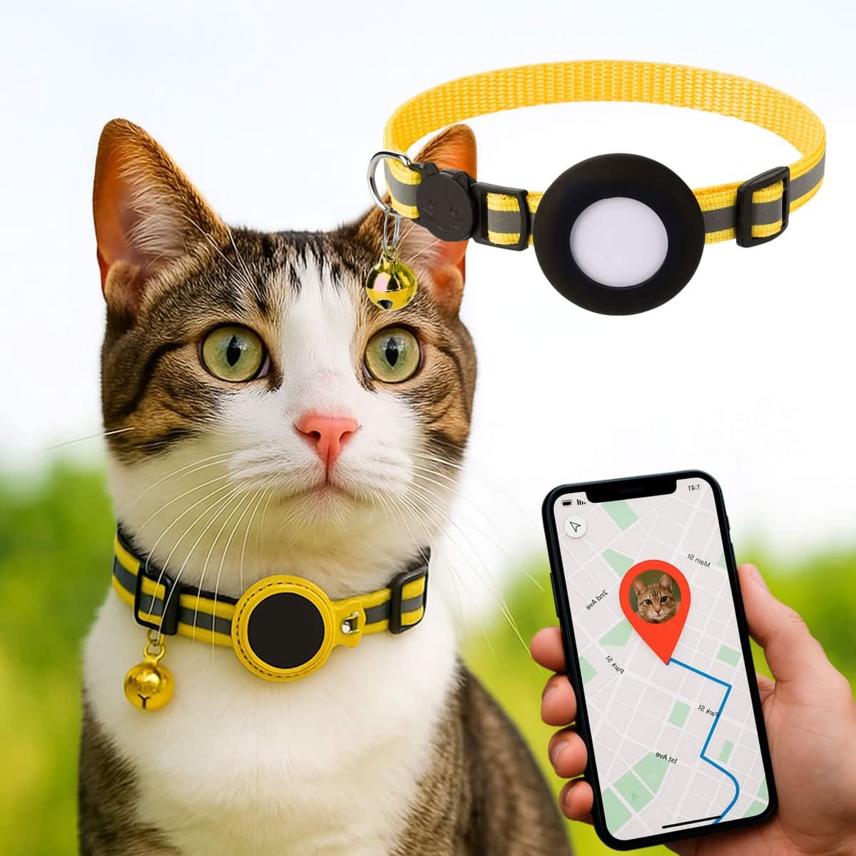 WhiskerTrack GPS Collar For Cats With Reflective Design | Temsk