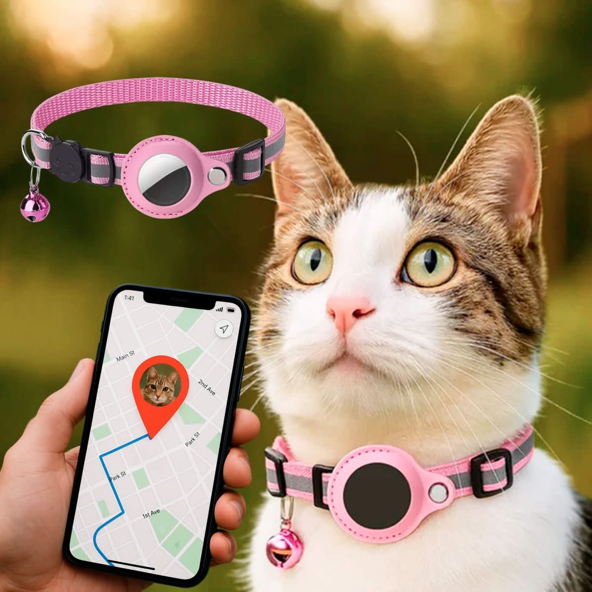 WhiskerTrack GPS Collar For Cats With Reflective Design | Temsk