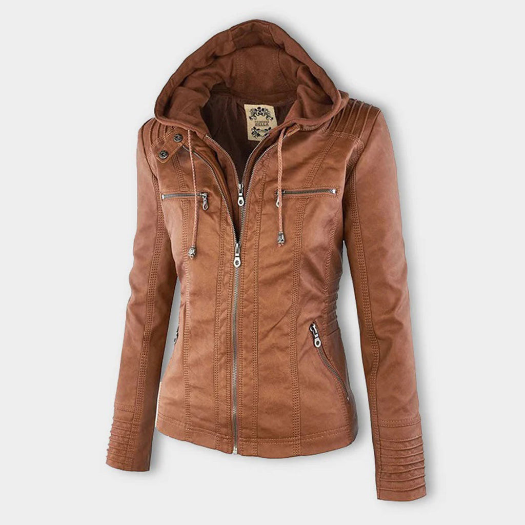 Evercrest Double Lined Hooded Leather Jacket For Ladies | Temsk
