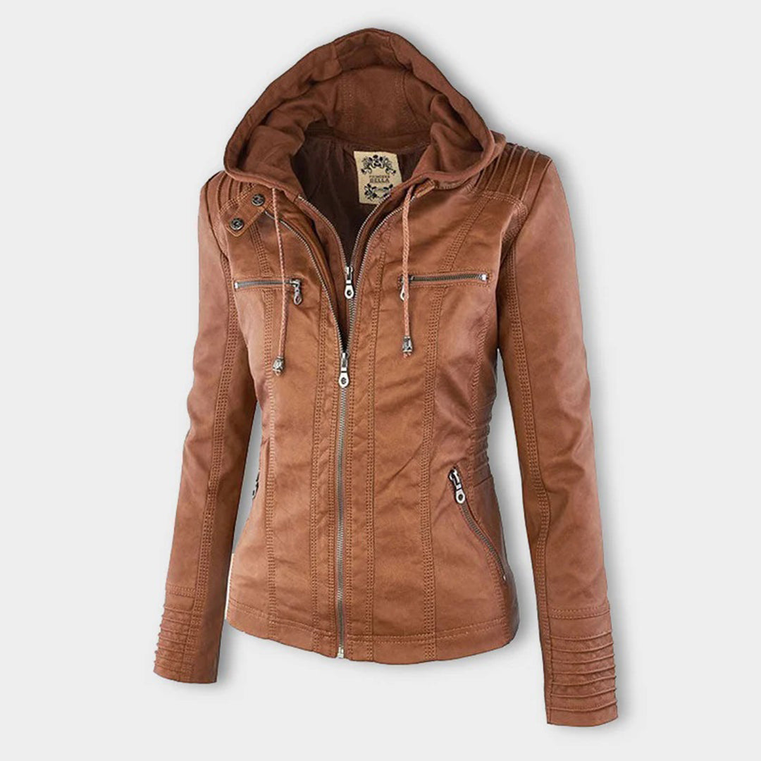 Evercrest Double Lined Hooded Leather Jacket For Ladies | Temsk
