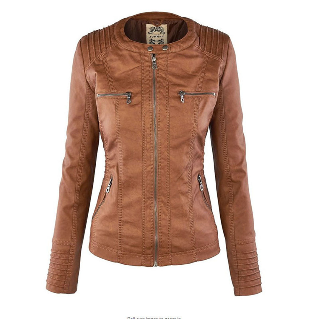 Evercrest Double Lined Hooded Leather Jacket For Ladies | Temsk
