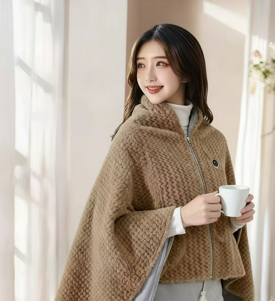 Wearable USB Heated Blanket Shawl For Fast, Cozy Warmth At Home Or Travel | Temsk