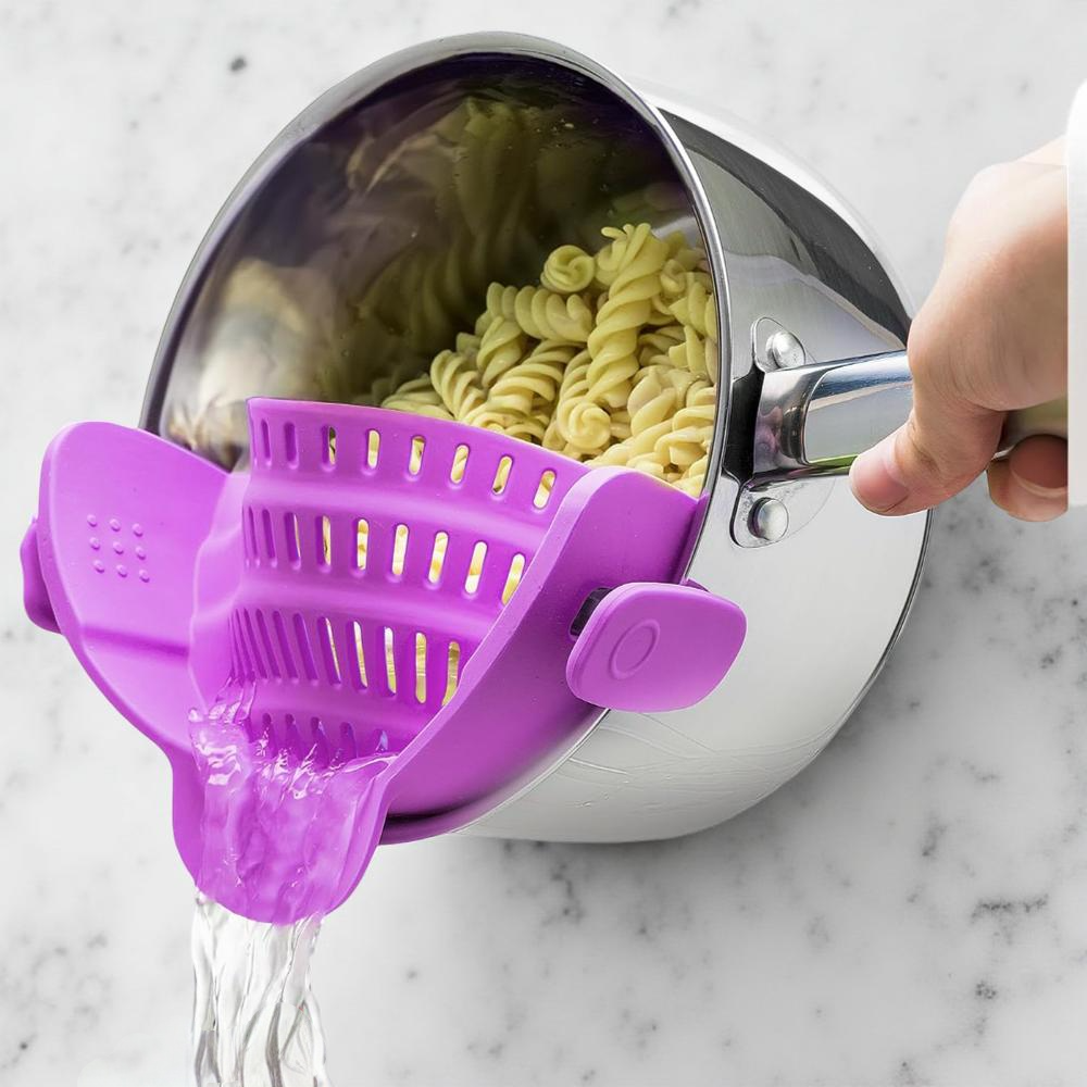 Silicone Clip On Pot Strainer For Pasta Veggies And Draining Water | Temsk